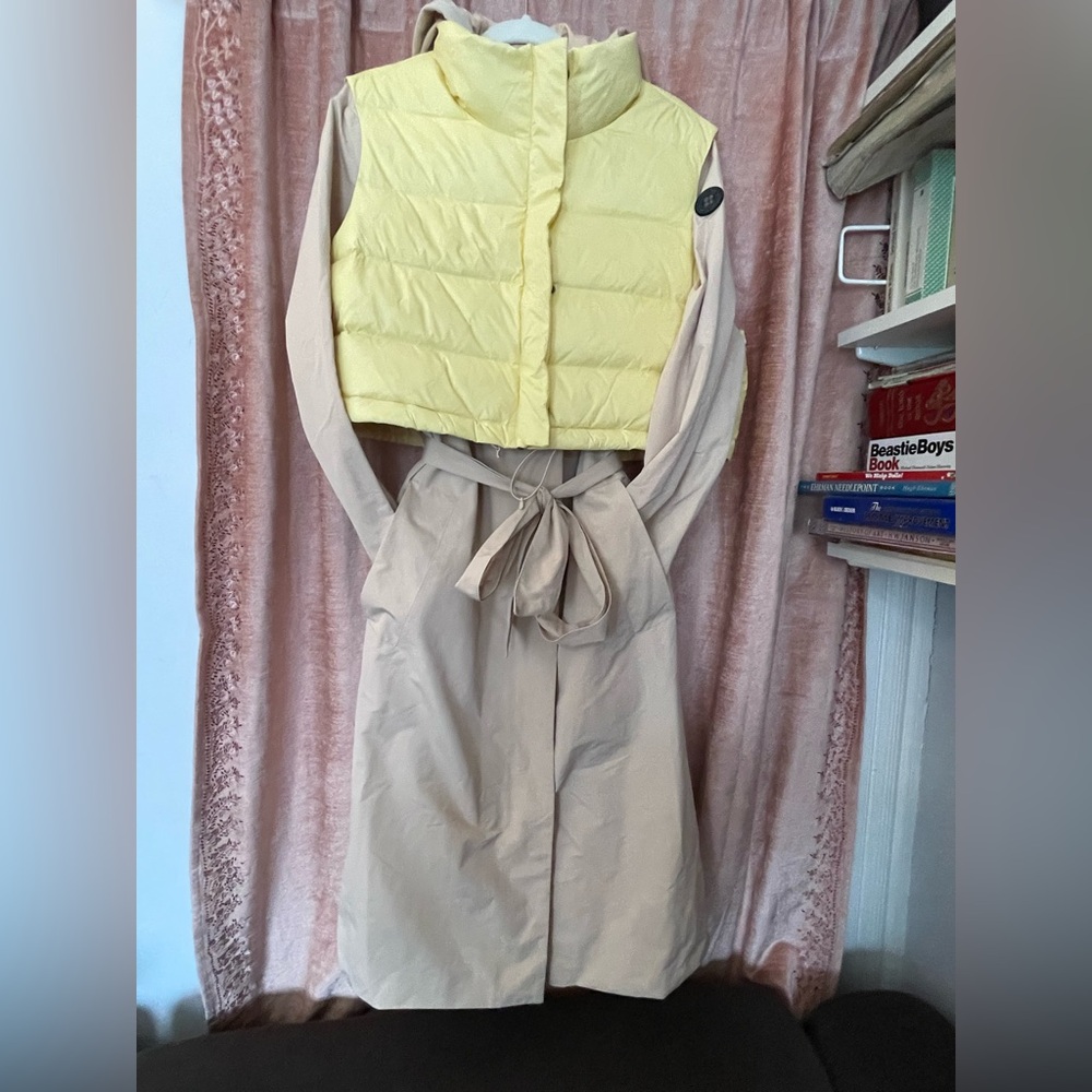 Sweaty Betty trench-coat with cropped puffer vest, size Large